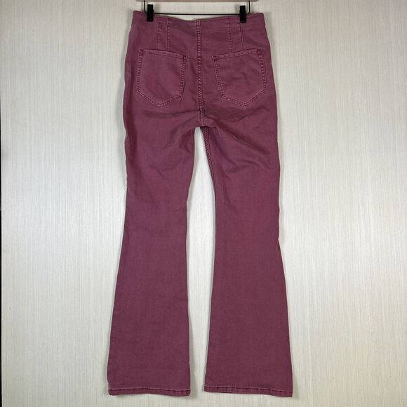 We The Free Women's Pants Sz 30 Red Maroon Bootcut Jeans Front V Side Zip Y2K - Picture 10 of 13